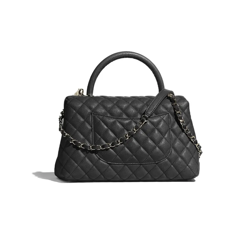 CHANEL Coco Handle Grain Embossed Calfskin Chain Bag, Handbag, Shoulder Bag, Crossbody Bag Medium Size Women's Black-2