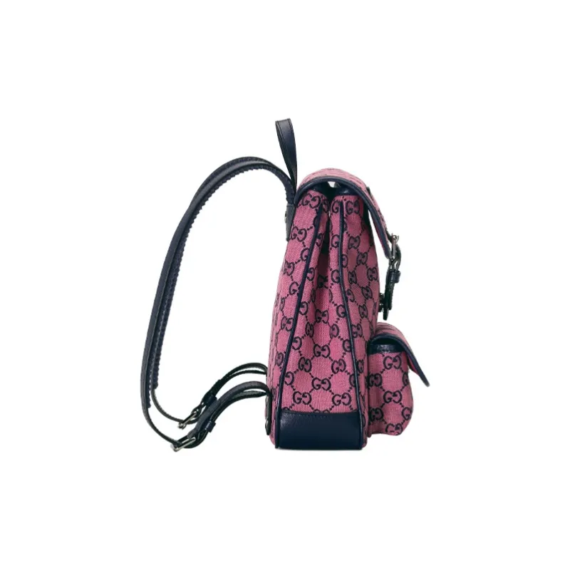 GUCCI Canvas With Leather Backpack Kids' Pink/Dark Blue-3