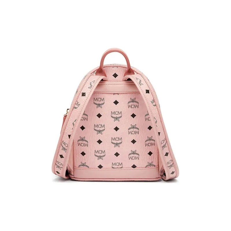MCM Stark Visetos PVC Polyvinyl Chloride Backpack Mini Women's Cherry Blossom Pink-4