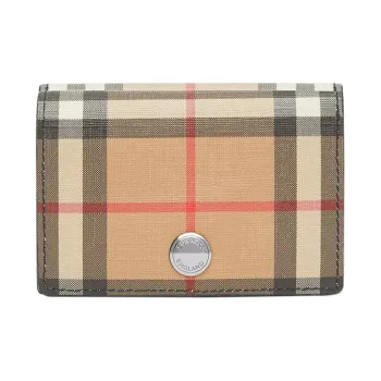 Burberry Leather Card Holder Wallet Unisex Beige Yellow