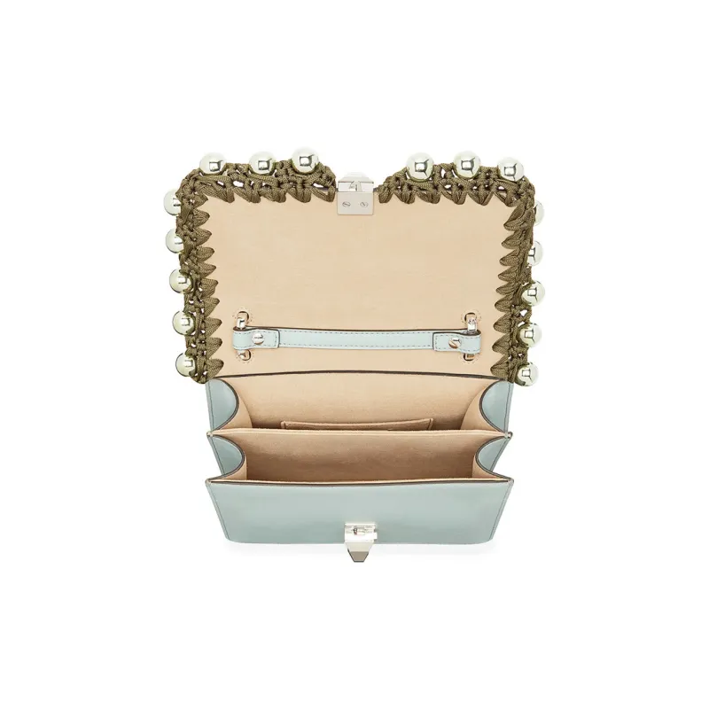 FENDI Kan I Cow Leather Shoulder Bag Crossbody Bag Small Size Women's Light Green-3