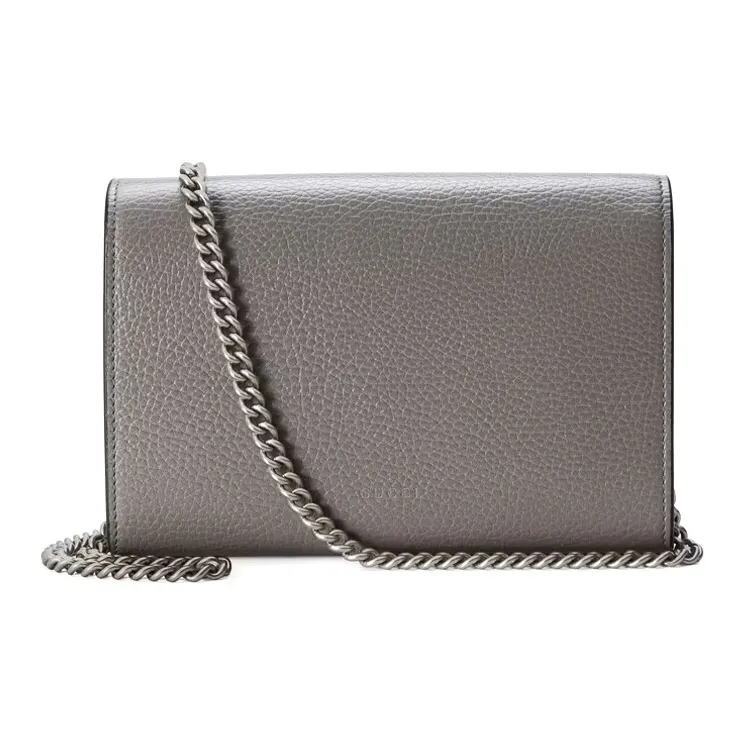 GUCCI Dionysus Cow Leather One Shoulder Handbag Crossbody Bag Mini Women's Gray-2