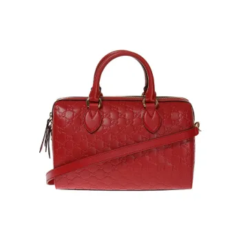 GUCCI Cow Leather Boston Bag, Shoulder Bag, Crossbody Bag, Handbag Women's Red