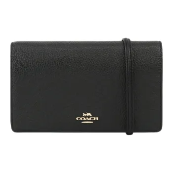 COACH Anna Pebbled Leather Shoulder Bag, Crossbody Bag, Clutch Trumpets Women's Black
