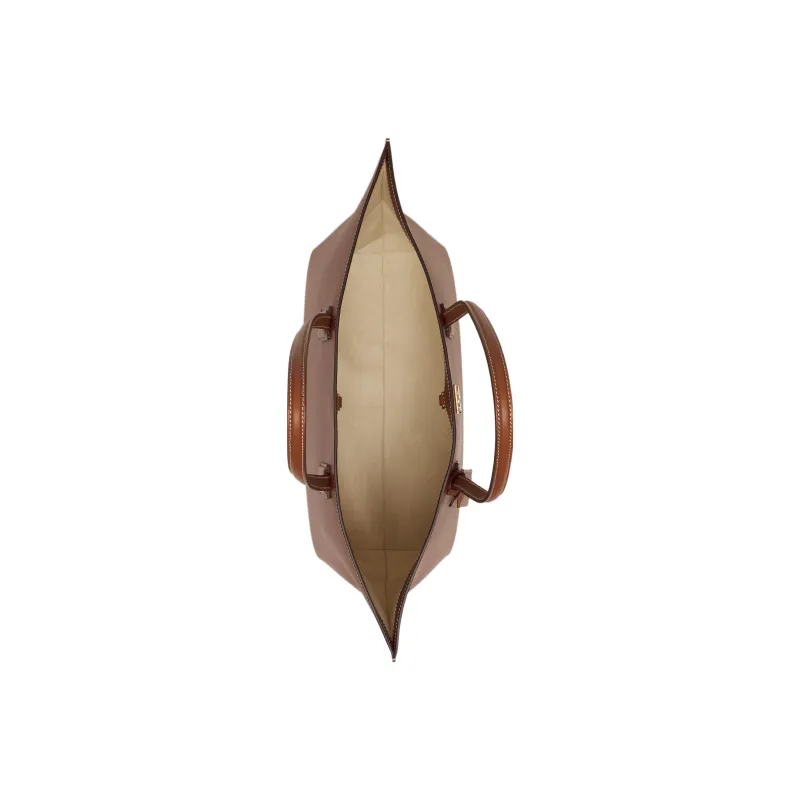 Burberry Leather Tote Bag Shopping Bag Handbag Shoulder Bag Women's Tan-4