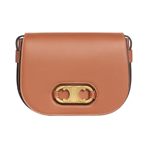 CELINE Triomphe Arc De Triomphe Cow Leather Shoulder Bag Crossbody Bag Medium Size Women's Candy Color/Tawny