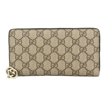 GUCCI GG Canvas With Leather Wallet Clutch Wallet Unisex Ebony/Black