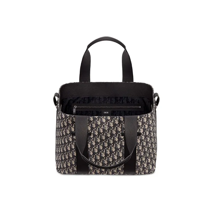 DIOR Nylon Shoulder Bag Crossbody Bag Handbags Medium Size Men's Black Beige-3