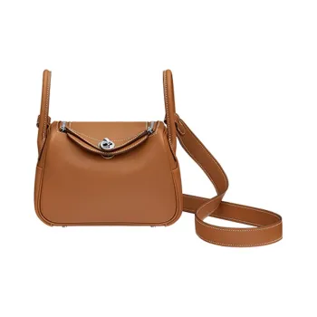 HERMES Lindy Swift Leather Handbag, Shoulder Bag, Crossbody Bag Mini Women's Gold/Amber Yellow