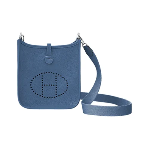 HERMES Evelyne Amazon Cow Leather Crossbody Bag Shoulder Bag Mini Women's Normal Blue