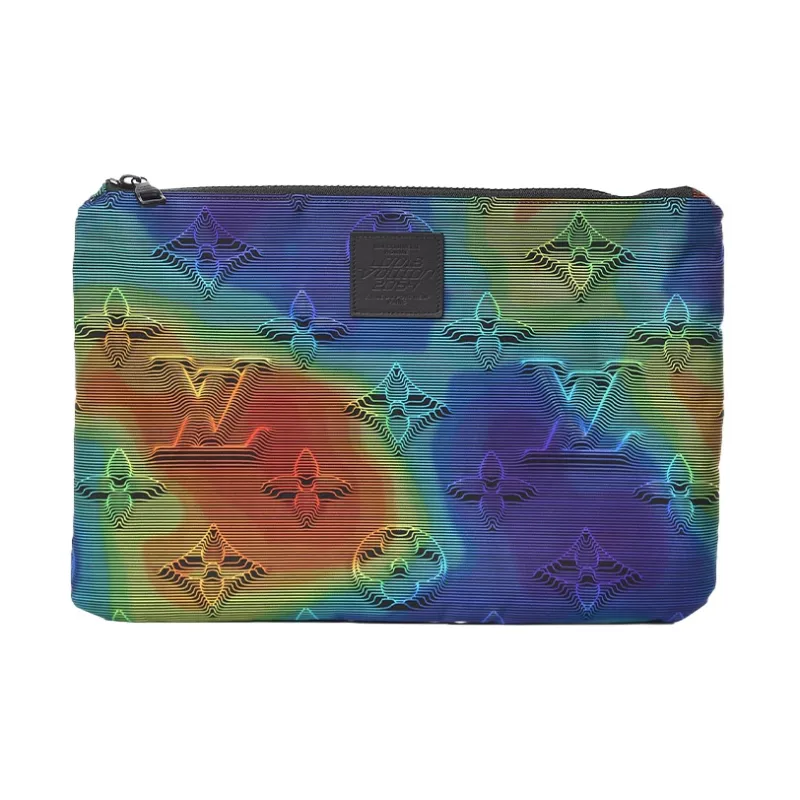 LOUIS VUITTON 2054 Cow Leather Clutch Unisex Gray-3