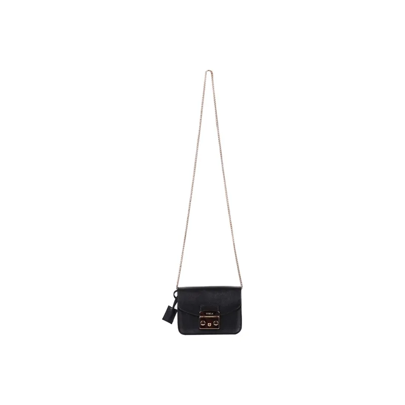 Furla Metropolis Collection Pebbled Leather Shoulder Bag Crossbody Bag Mini Women's Black-4