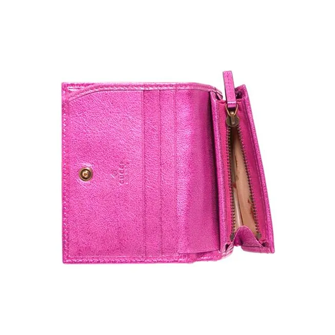 GUCCI Marmont Valentine's Day Collection Quilting Leather Card Holder Wallet Regular Women's Fuchsia-3