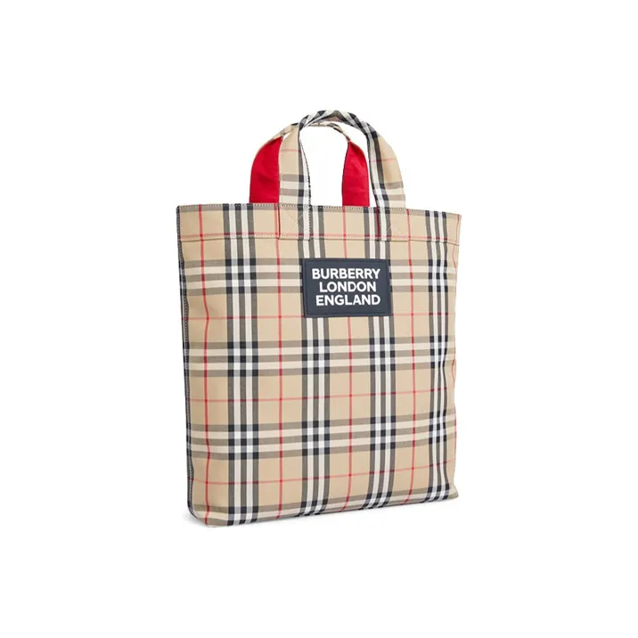 Burberry Vintage Fabric Tote Bag Shopping Bag Shoulder Bag Crossbody Bag Handbag Men's Archive Beige-1