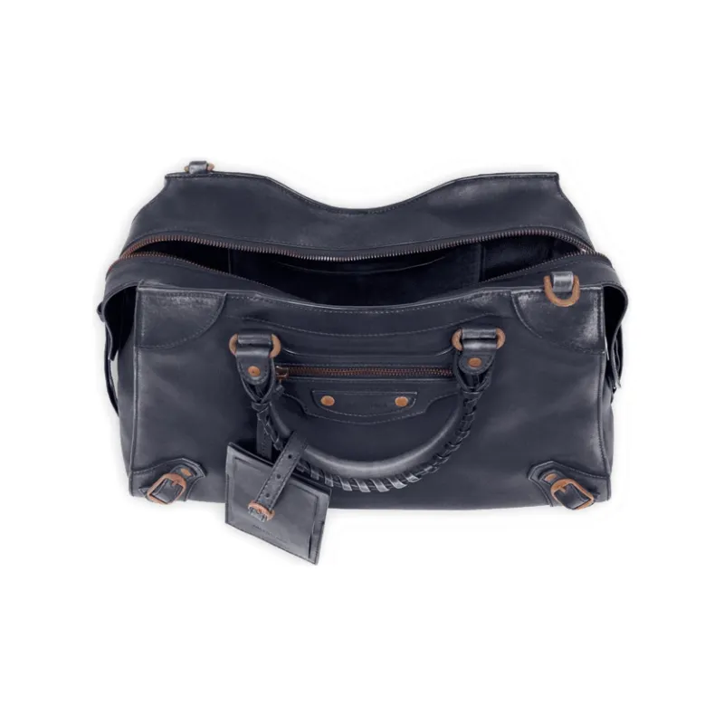 Balenciaga Neo Classic Cow Leather One Shoulder Handbags Regular Men's Dark Blue-3