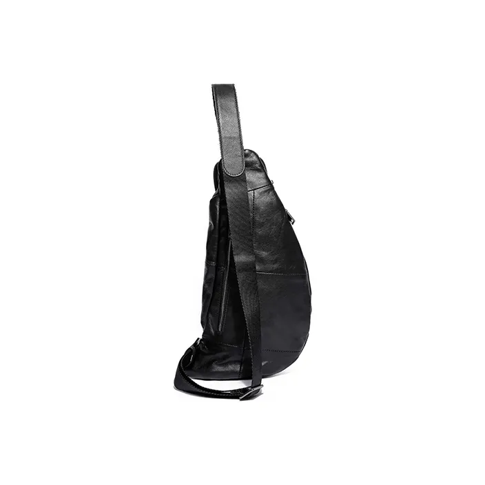Ace Paul Top Grain Cow Leather Sling Bag Men's Black-3