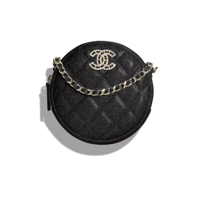 CHANEL 22SS Shiny Calfskin Small Round Bag, Handheld Shoulder Bag, Crossbody Bag Women's Black-0