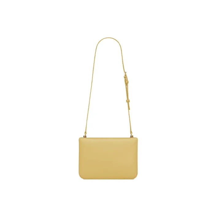 SAINT LAURENT Le Carre Box Leather Shoulder Bag, Crossbody Bag Women's Light Yellow-4