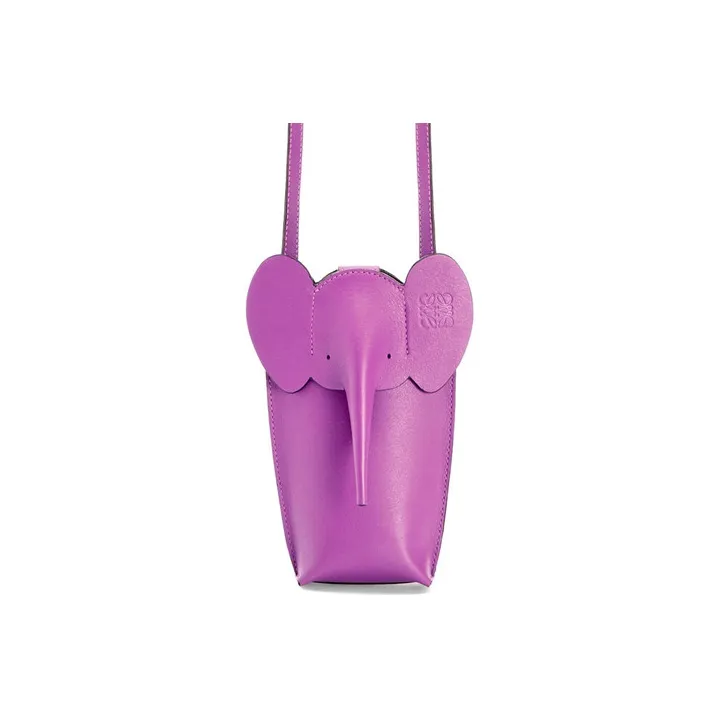 LOEWE Elephant Pocket Calfskin Cell Phone Pouch Women's Bright Purple-2