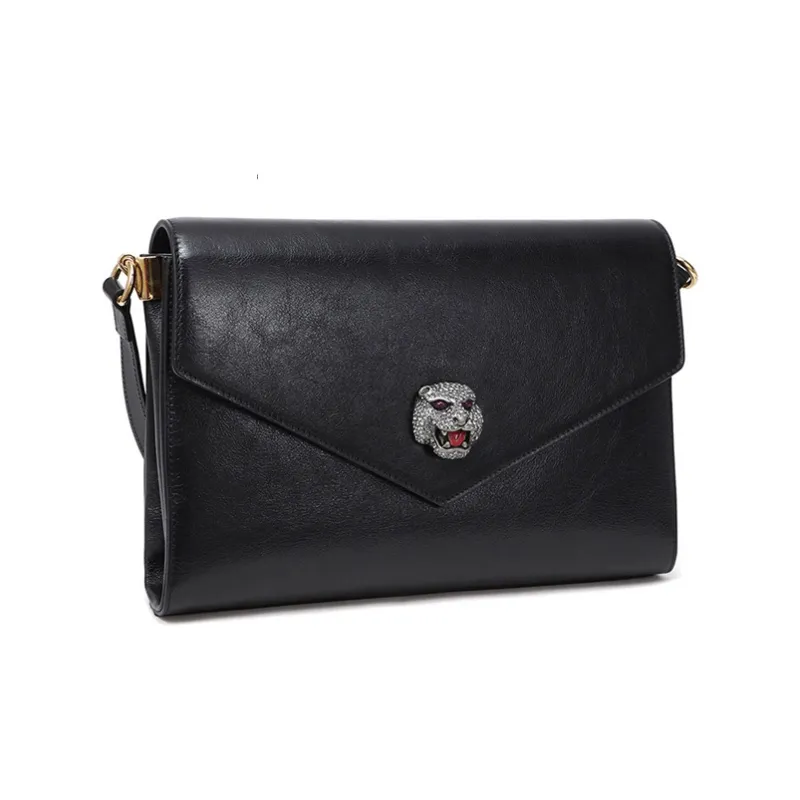 GUCCI Cow Leather Envelope Bag Shoulder Bag Crossbody Bag Regular Women's Black-1