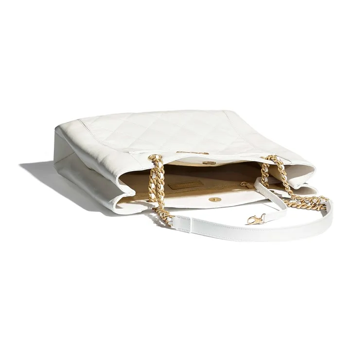 CHANEL Calfskin Tote Bag, Shopping Bag, Crossbody Bag Trumpets Women's White-3