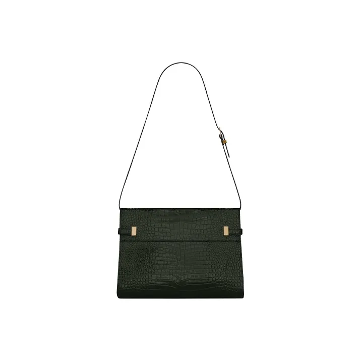 SAINT LAURENT MANHATTAN Leather Crossbody Bag, Shoulder Bag Women's Dark Green-4