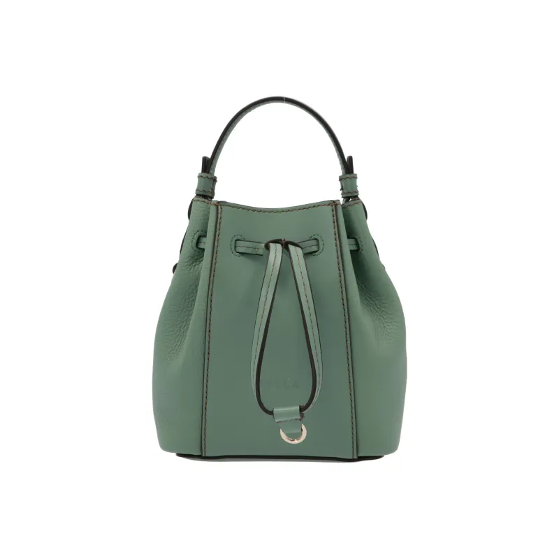 Furla Miastella Leather Bucket Bag, Shoulder Bag, Crossbody Bag Mini Women's Green-0