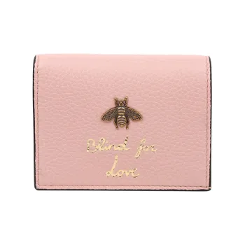 GUCCI Leather Wallet, Card Holder Women's Light Pink