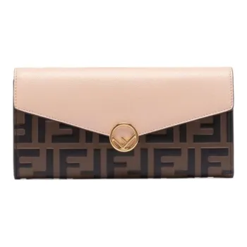 FENDI Leather Clutches Wallets Women's Brown