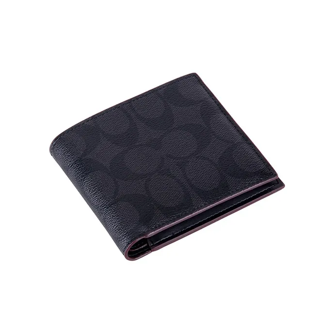 COACH 3 IN 1 Wallet Leather 3 in 1 Wallet Men's Black Gray-3