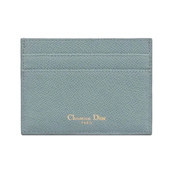 DIOR 30 Montaigne Grain Calfskin Card Holder Women's Cloud Blue-1