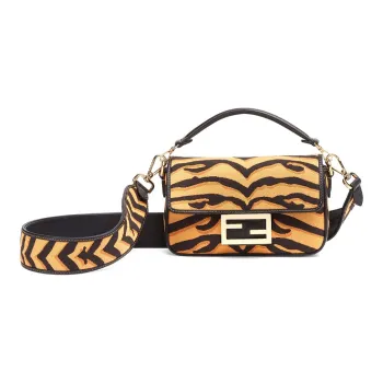 FENDI Baguette Calfskin Baguette Bag Handbag Shoulder Bag Crossbody Bag Mini Women's Deep Yellow/Black