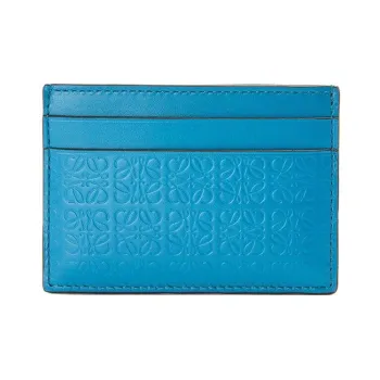 LOEWE Cow Leather Card Clip Card Holder Women's Blue