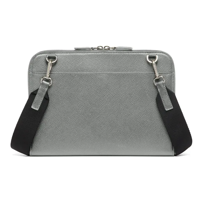 PRADA Saffiano Leather Shoulder Bag Crossbody Bag Men's Marble Gray-2