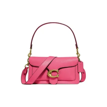 COACH Tabby Polished Pebbled Leather Wine God Bag One Shoulder Crossbody Shoulder Bag Medium Size Women's Rose Red