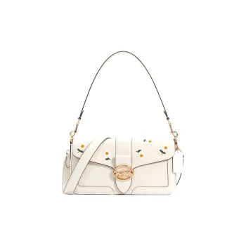 COACH Georgie Leather Shoulder Bag Crossbody Bag Handbag Medium Size Women's White
