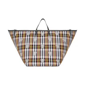 Burberry Polyamide Patchwork Leather Beach Bag Tote Bag Shopping Bag Shoulder Bag Handbag Extra Large Women's Black