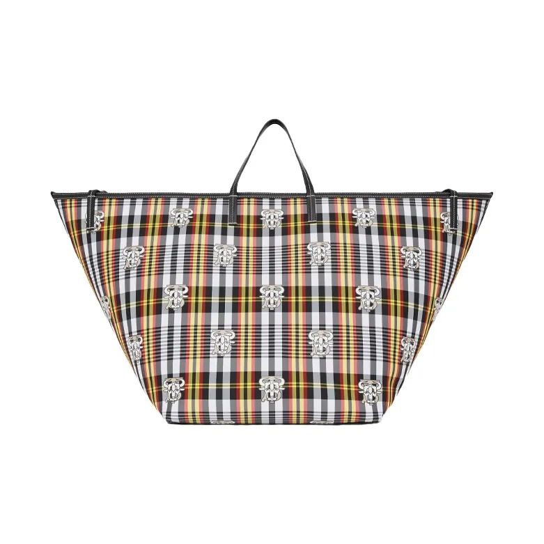 Burberry Polyamide Patchwork Leather Beach Bag Tote Bag Shopping Bag Shoulder Bag Handbag Extra Large Women's Black-0
