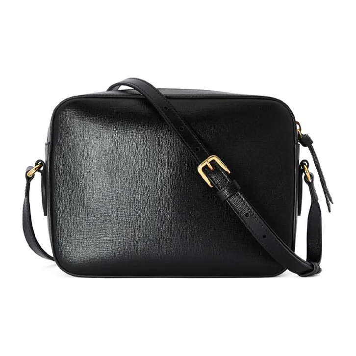 GUCCI Horsebit 1955 Leather Camera Bag, Shoulder Bag, Crossbody Bag Trumpets Women's Black-2