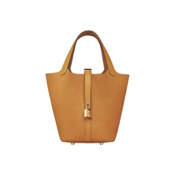 HERMES Picotin Lock Little Bull Leather Bucket Bag Basket Bag Handbag 18 Women's 2S Sesame