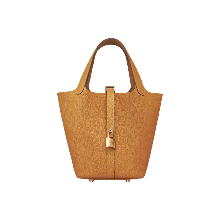 HERMES Picotin Lock Little Bull Leather Bucket Bag Basket Bag Handbag 18 Women's 2S Sesame-0