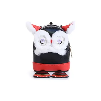FION Cow Leather Lipstick Bag, Coin Purse, Crossbody Bag, Shoulder Bag Mini Women's Black/Multicolor