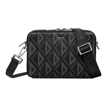 DIOR Cow Leather With Canvas Messenger Bag, Shoulder Bag, Crossbody Bag, Clutch Regular Men's Black Silver
