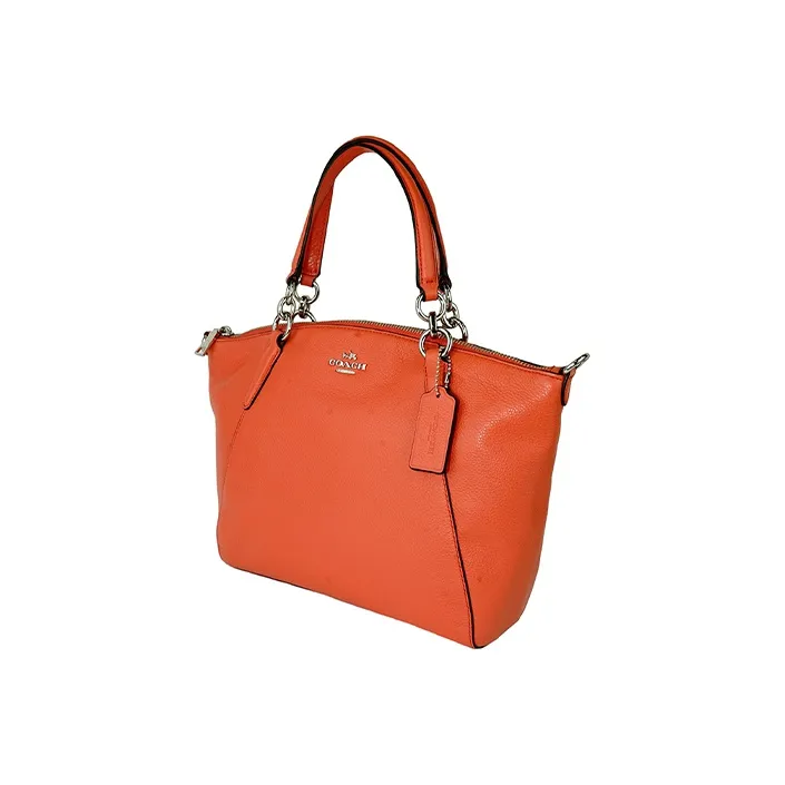 COACH Kelsey Leather Shoulder Bag Crossbody Bag Handbag Large Size Women's Orange-1