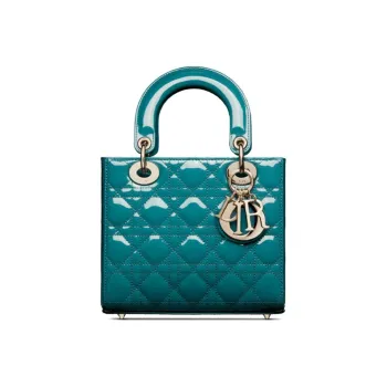 DIOR Lady Dior Patent Leather Calfskin Handbag Shoulder Bag Crossbody Bag Small Size Women's Deep Sea Blue