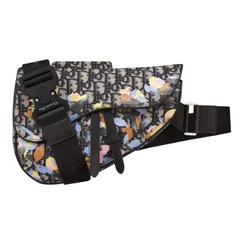 DIOR Saddle Nylon With Leather Saddle Bags Fanny Pack Shoulder Bag Crossbody Bag Men's Multicolor