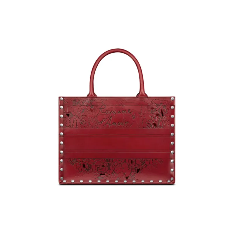DIOR BookTote Cow Leather Handbag Tubas Women's Red-2