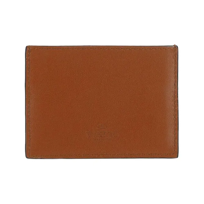 Valentino Cow Leather Card Holder Men's Brown-2