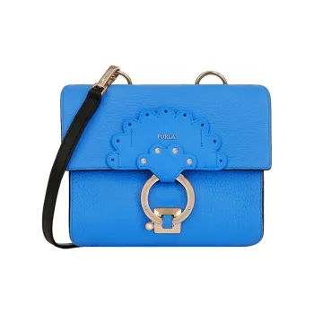 Furla Scoop Leather Shoulder Bag Crossbody Bag Women's Light Blue