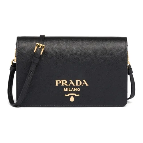 PRADA Mini Saffiano Leather Shoulder Bag Black